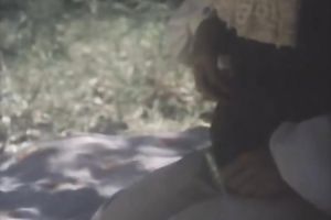 Dark-haired beauty gives head and receives her curly cum-hole pounded