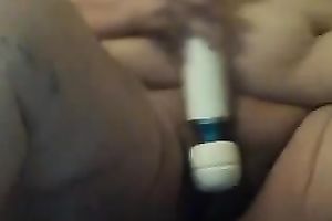 Extremely fat aged black cock slut masturbates with a sex-toy