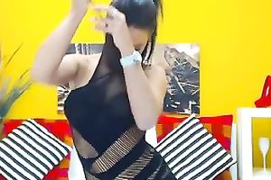 Big boobed honey in fishnet nylons likes masturbating