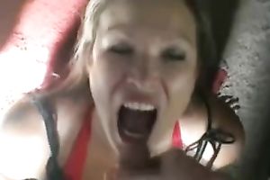 POV movie with a blond prostitute engulfing my weiner
