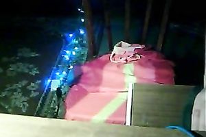 Sweet non-professional white white lady is exposed wearing solely her nylons