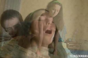 Dazzling and slim slut got screwed from behind in her bedroom