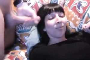 Brunette wifey gives head and takes mouthful on dilettante movie scene