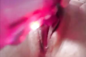 My wifey masturbates with a sextoy and squirts in close up video