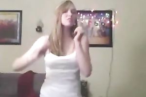 Sporty and ribald golden-haired legal age teenager hottie on web camera dancing