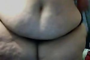 Incredibly fat brunette hair mom shows her biggest belly and booty