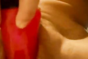 See that taut pink cunt and how it acquires sticky after masturbation with a sex tool