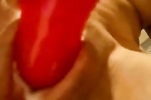 See that taut pink cunt and how it acquires sticky after masturbation with a sex tool