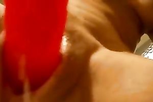 See that taut pink cunt and how it acquires sticky after masturbation with a sex tool