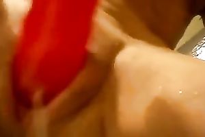 See that taut pink cunt and how it acquires sticky after masturbation with a sex tool