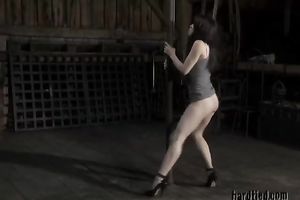 Felonie rubs her twat and ass against an steel pole in BDSM movie