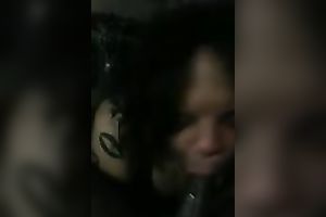 Chocolate shemale sucks my dark pecker like a real bitch