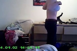 Hidden webcam vid with my fuckbuddy getting clothed in the bedroom