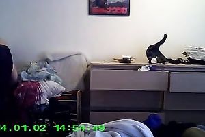 Hidden webcam vid with my fuckbuddy getting clothed in the bedroom