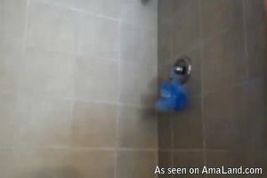 Blue eyed ginger legal age teenager with thick a-hole and taut tits takes shower - web camera