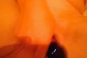 White non-professional cheating wife and her electric sex toy on home vid