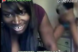 Two seductive honeys having enjoyment in front og the web camera
