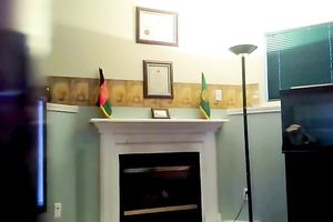 Webcam dancing solo with a curvy ebon wench, wearing shorts