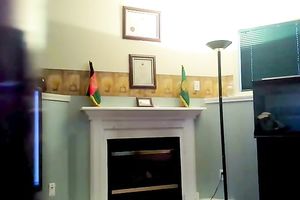 Webcam dancing solo with a curvy ebon wench, wearing shorts