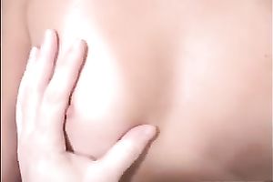 Dissolute dark brown slut with great body rubs her wet love tunnel in the washroom