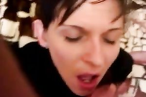 Shy Russian milf licks my schlong and acquires her face splattered with cum