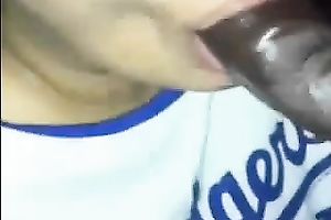 Horny Dodgers fan sucks my large black ramrod with great enthusiasm
