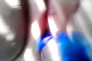 Pounding my darling fattie's bald muff with a diminutive sex toy