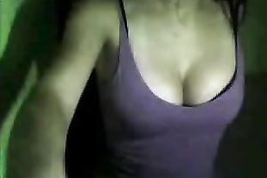 Me, teasing with my cleavage and rubbing my valuable bra buddies