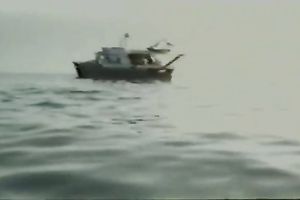 Dirty wench pleases 2 sexually excited dudes in Male+Male+Female 3some fucking on yacht in the open air