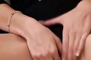 Extremely charming blond hottie on my sofa masturbating