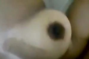 Playing with large natural boobs of my Indian housewife on livecam