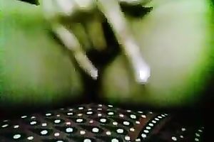 Webcam solo act with a woman showing her bumpers and rubbing her cookie