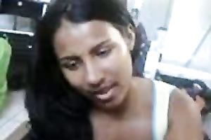 Brown skin dilettante cute girlfriend eats my pecker on the video