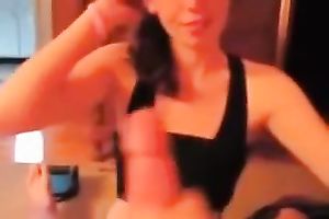 Good looking hussy shows off her pecker engulfing skills