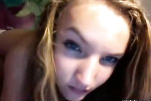 Pussy-toying cam show with a brown-haired college amateur wife