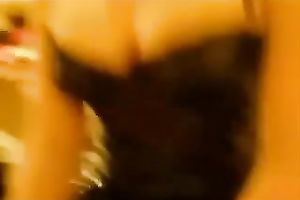 Blindfolded dark brown cutie sucks my knob in advance of taking it in her vag