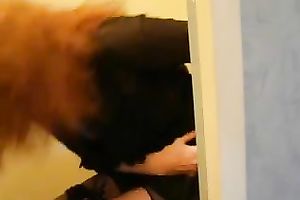Redhead mamma entertains herself by fingering her bald twat