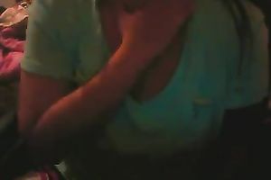 Naughty dirty slut wife cheers me up with her huge titties on webcam