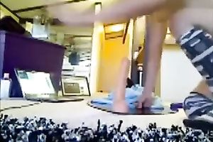 Sweet black cock sluts in knee socks rides suction cup sextoy