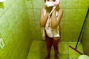 Busty Indian slutty wife receives caught exposed in the shower