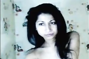 Mumbai doxy shows her miniature scones and fingers her cunt