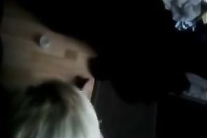 Skinny blondie is on her knees enjoying my hard pole