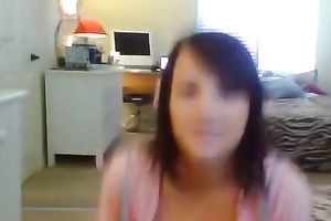 Skinny white chick receives stripped in her bedroom and masturbates