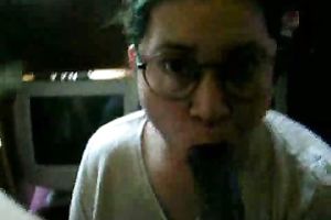 Gorgeous Chubby Babe In Glasses Deepthroats A Huge Dark Dong