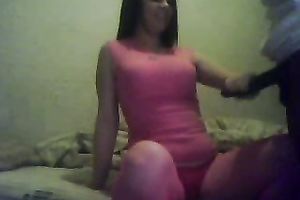 Filthy Wife In Pink Passionately Jerks And Services His Massive Black Cock