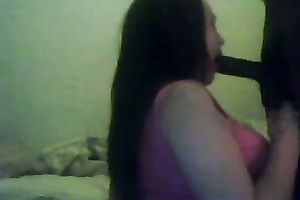 Filthy Wife In Pink Passionately Jerks And Services His Massive Black Cock