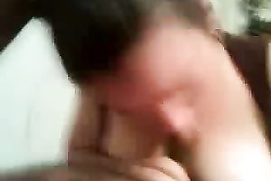 Busty Brunette Devouring And Swallowing Curly Black Cock