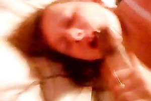 Stroking His Throbbing Cock With Her Wet, Hungry Mouth