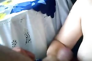 Mature dark brown shows her blow job and titjob skills to me