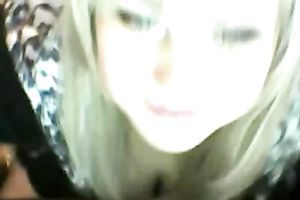 This raunchy blonde's hot cleavage drives me eager